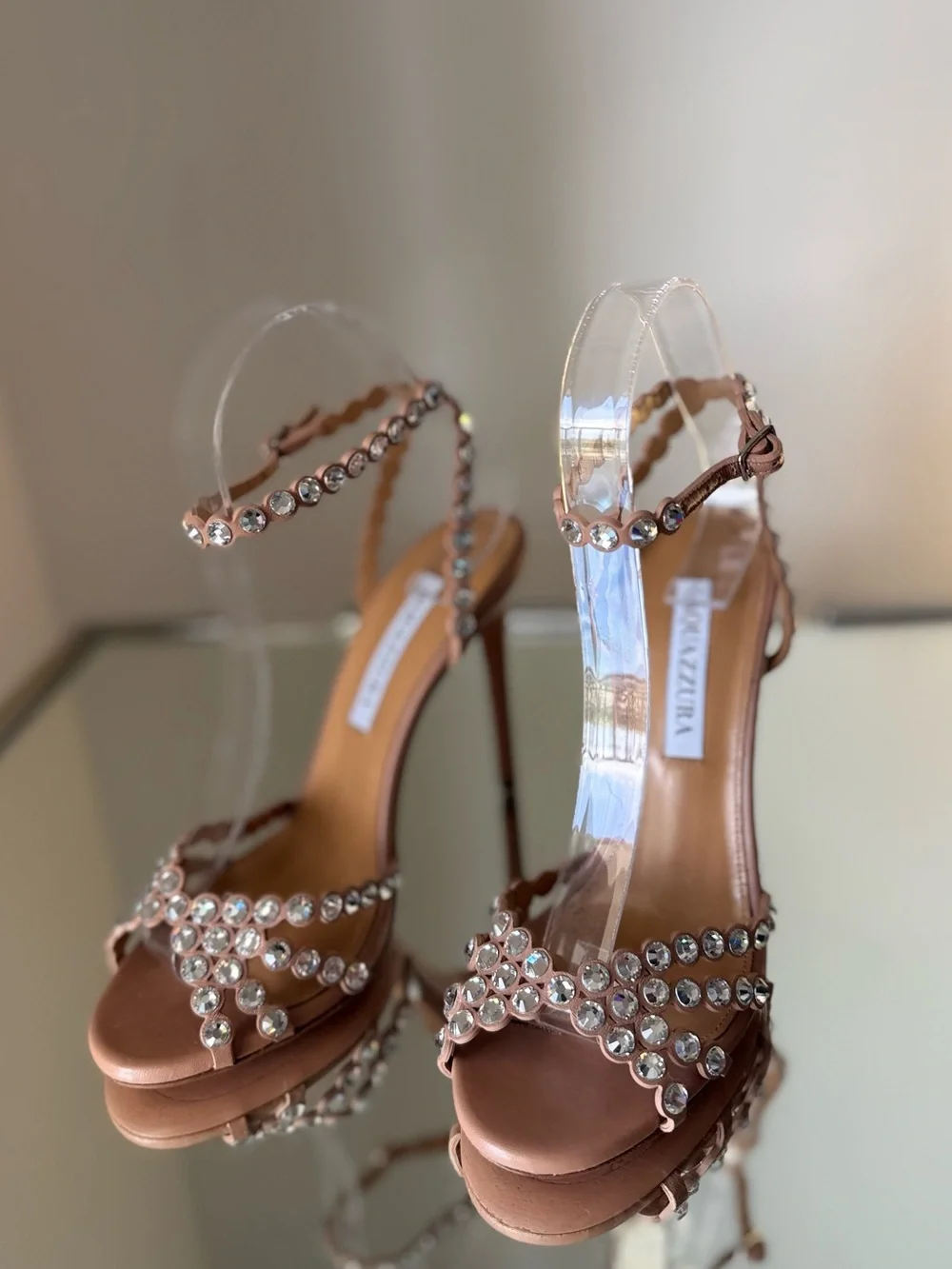 Like New AQUAZZURA Tequila 105 Blush Leather Sandals $1,630 37